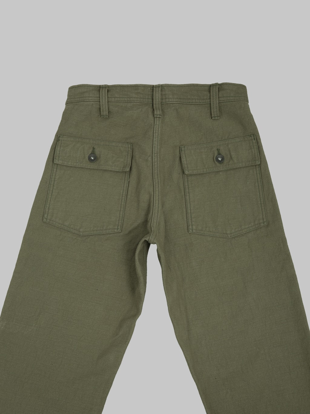 Samurai Jeans SJ52BP 15oz Heavy Weight Back Satin Baker Pants Olive - Redcast Heritage Co.