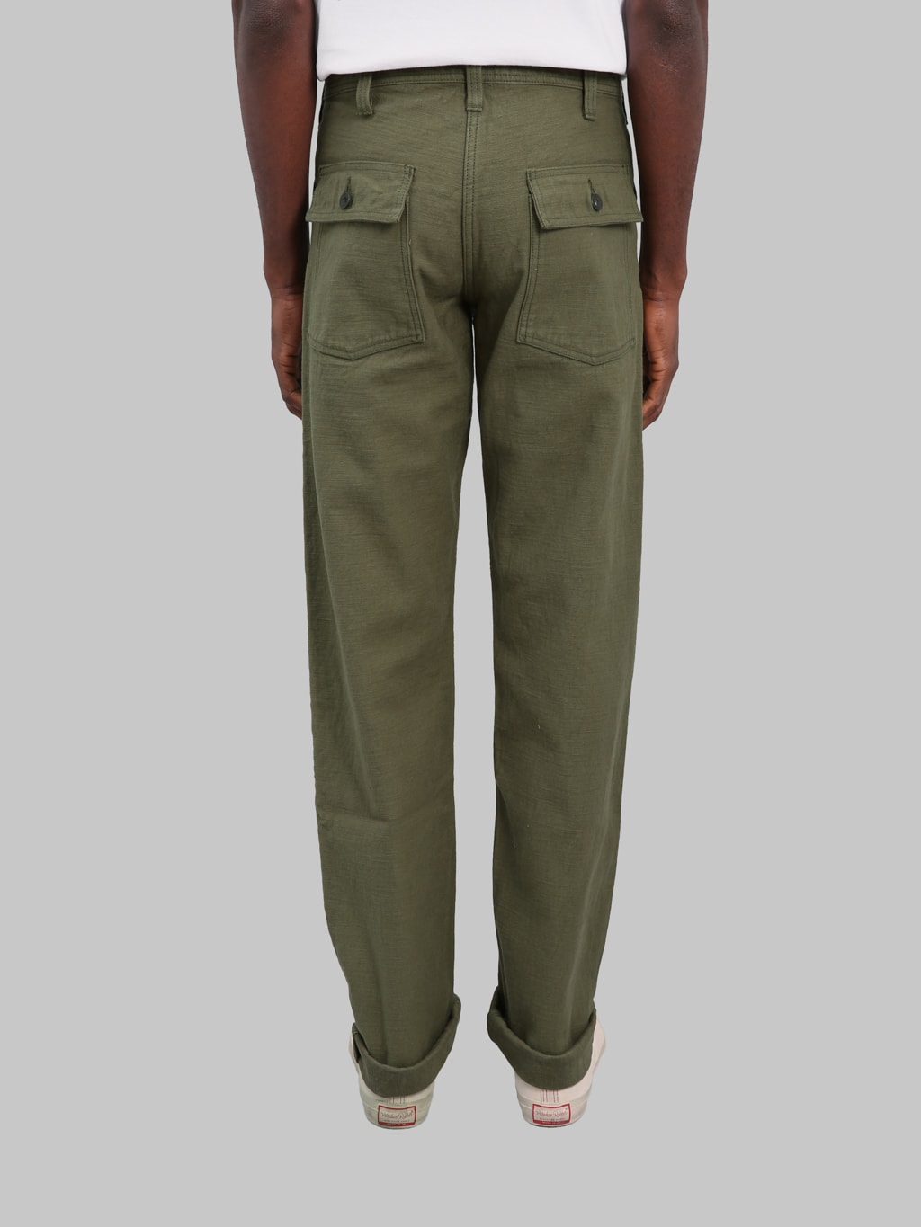 Samurai Jeans SJ52BP 15oz Heavy Weight Back Satin Baker Pants Olive - Redcast Heritage Co.