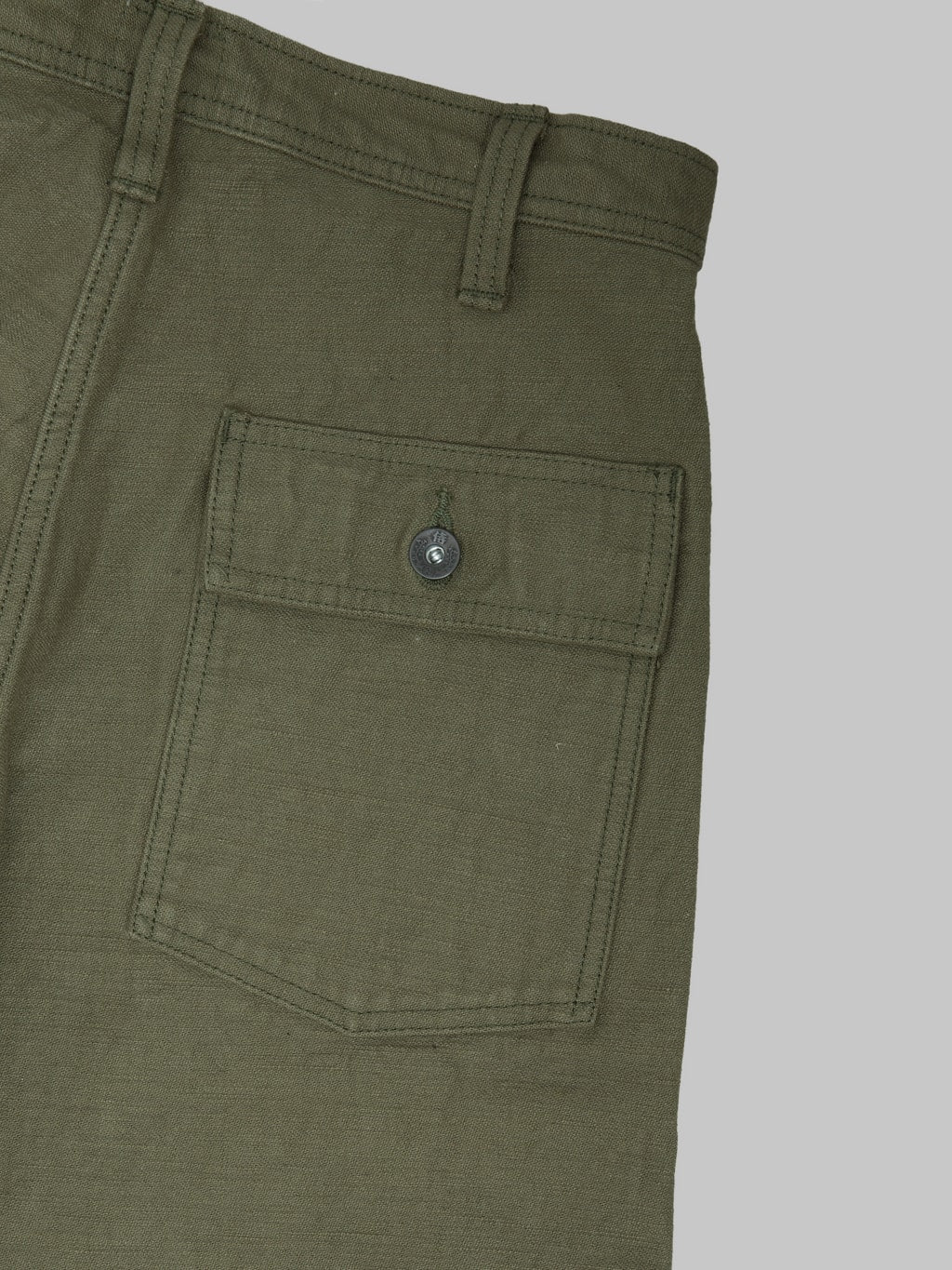 Samurai Jeans SJ52BP 15oz Heavy Weight Back Satin Baker Pants Olive - Redcast Heritage Co.
