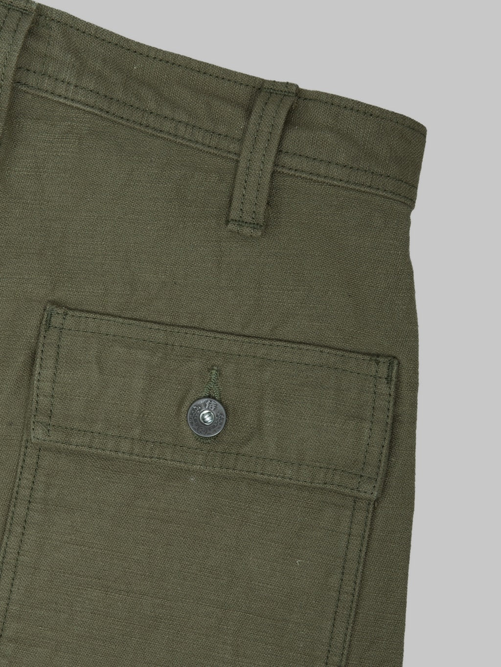 Samurai Jeans SJ52BP 15oz Heavy Weight Back Satin Baker Pants Olive - Redcast Heritage Co.