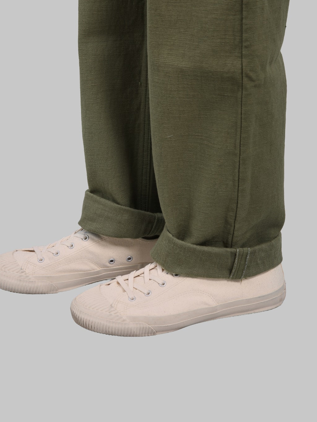 Samurai Jeans SJ52BP 15oz Heavy Weight Back Satin Baker Pants Olive - Redcast Heritage Co.