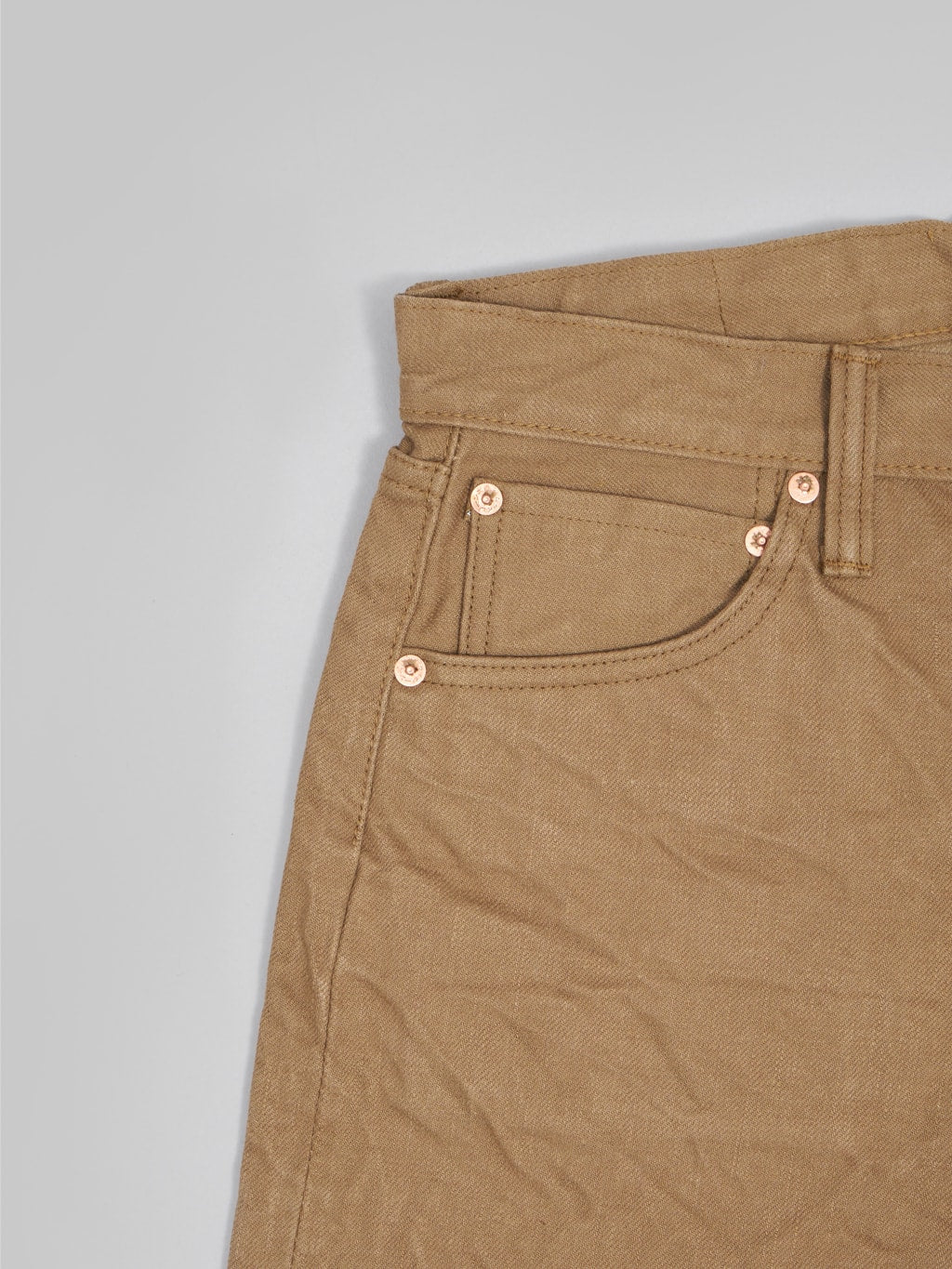 samurai jeans 15oz selvedge chino shorts khaki rivets