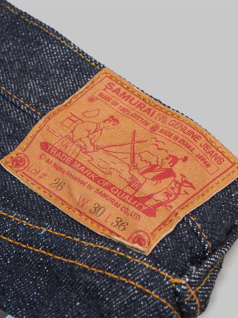 samurai jeans S710XX 19oz slim straight jeans leather patch