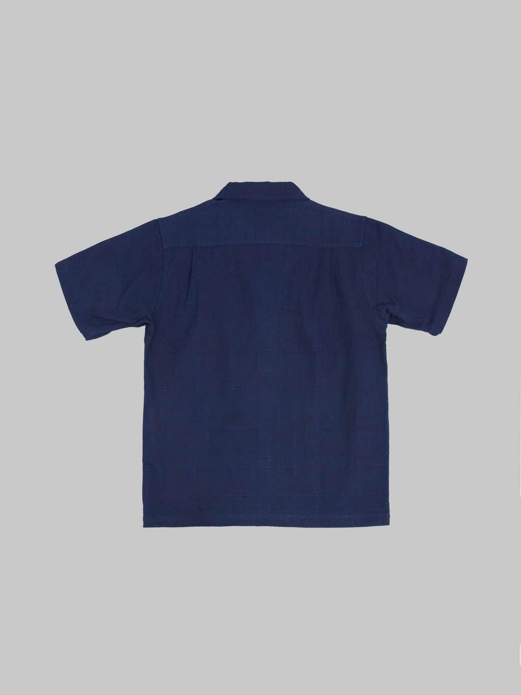 Samurai Jeans SOS26-ARS Indigo Sashiko Lattice Open Collar Shirt