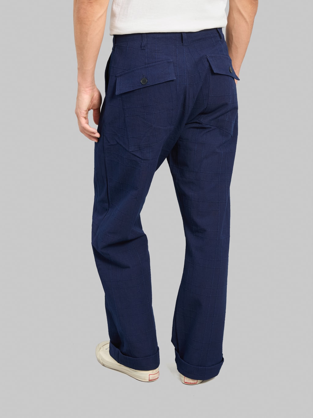 Samurai Jeans SJAP26-ARS Indigo Sashiko Lattice Trousers
