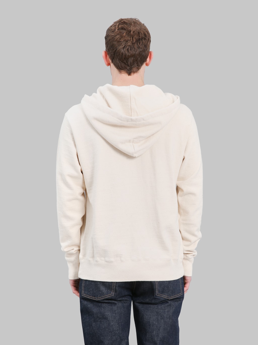 Samurai Jeans SWS-SC02 Japanese Cotton Hoodie Natural back fit