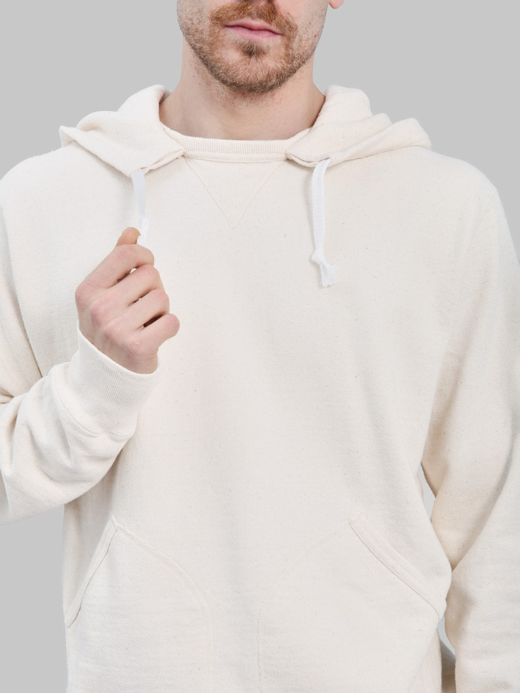 Samurai Jeans SWS-SC02 Japanese Cotton Hoodie Natural front pockets