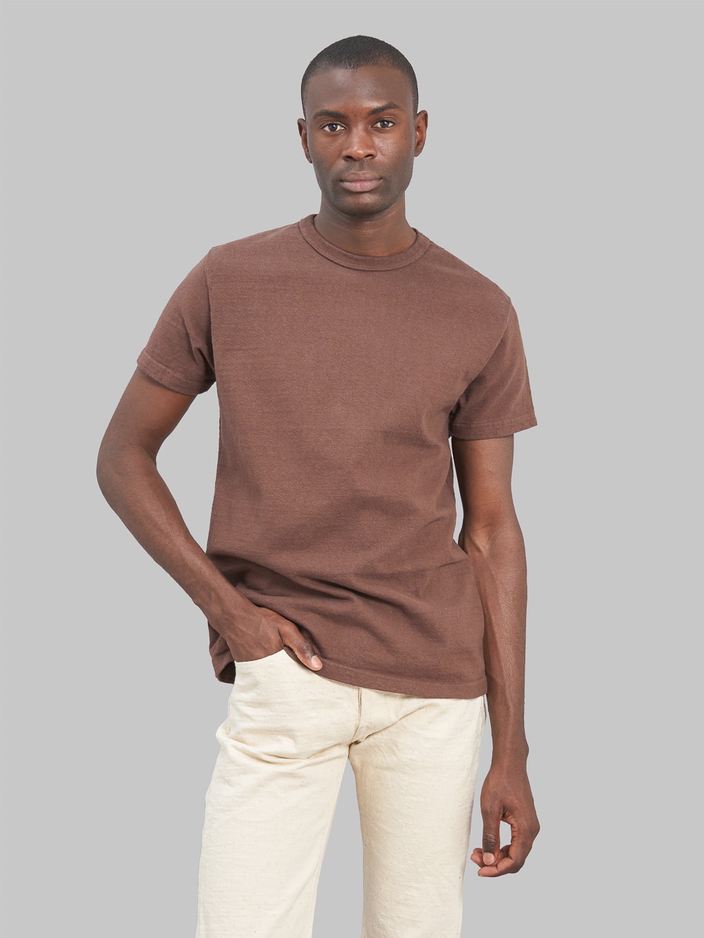 samurai jeans japanese cotton slub crew neck tshirt dark kuri front fit