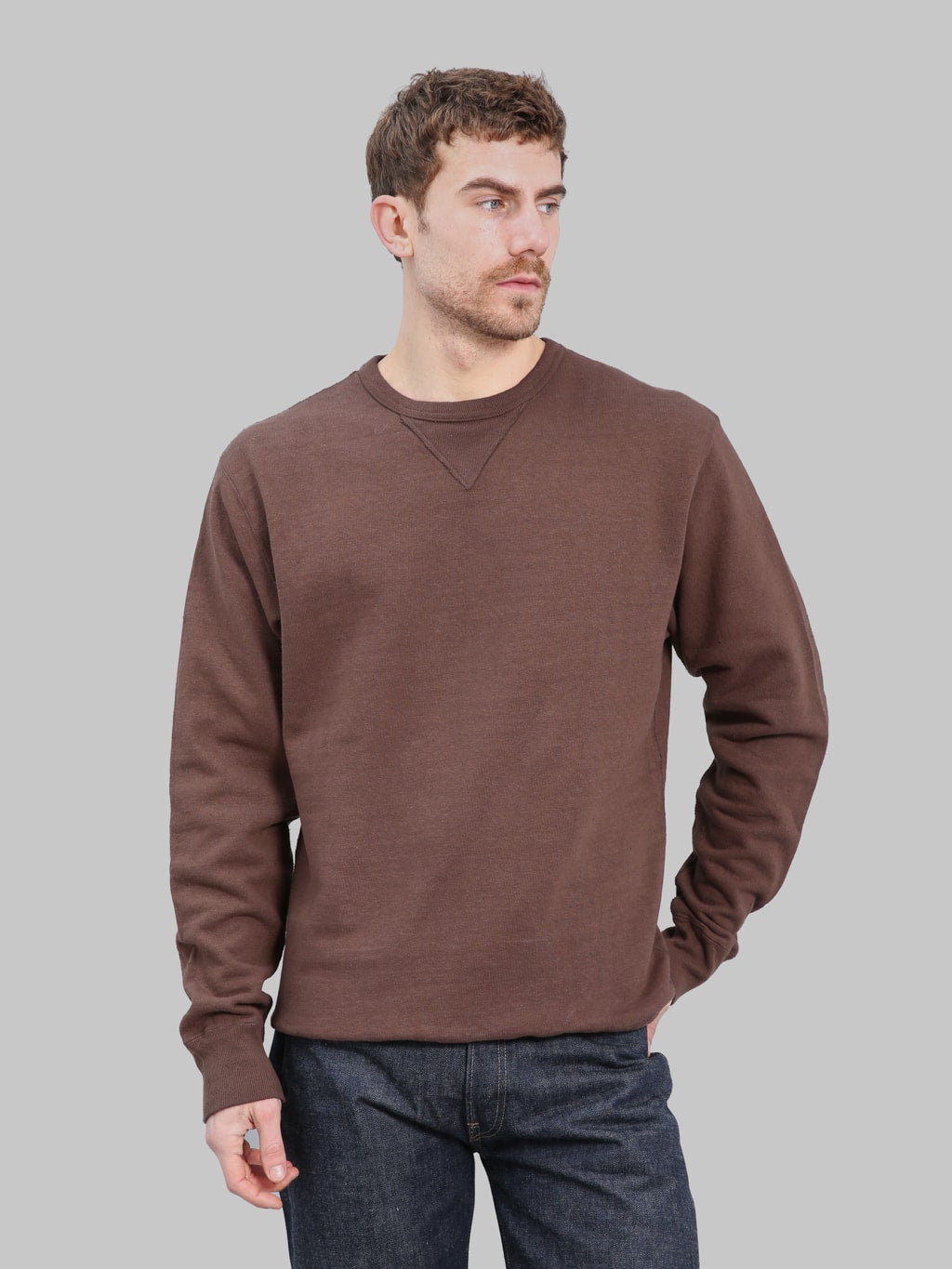 SAMURAI JEANS SWS-SC01 JAPANESE COTTON SWEATSHIRT DARK KURI styled
