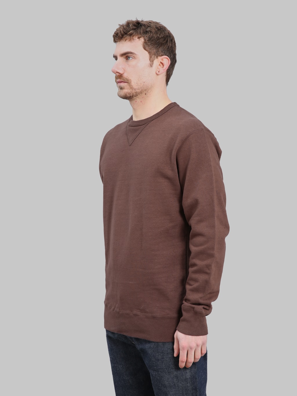 SAMURAI JEANS SWS-SC01 JAPANESE COTTON SWEATSHIRT DARK KURI side look
