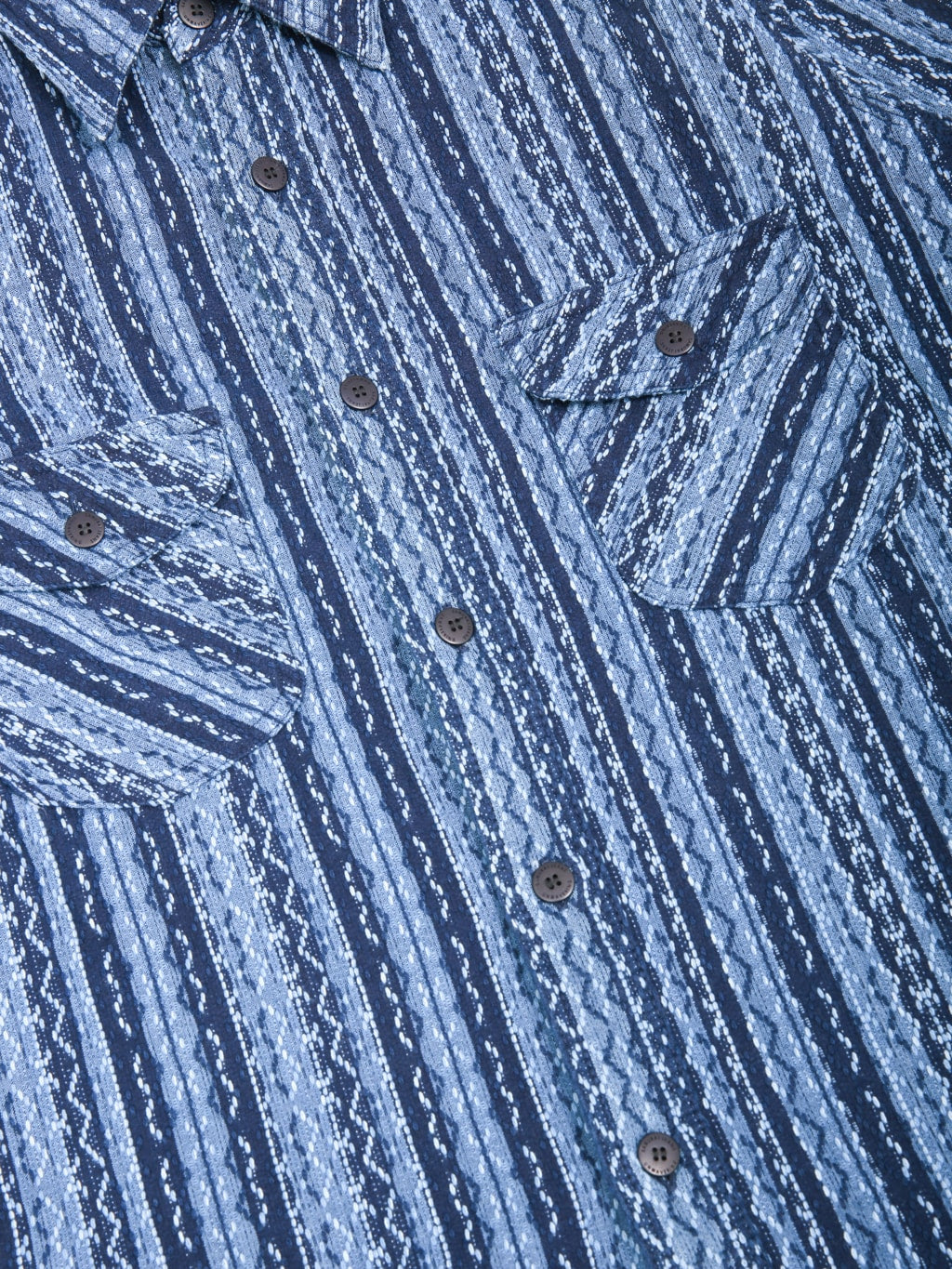 Samurai Jeans SSS25-SKSW Western Cut Natural Indigo Sahiko Stripe Shirt - Redcast Heritage Co.