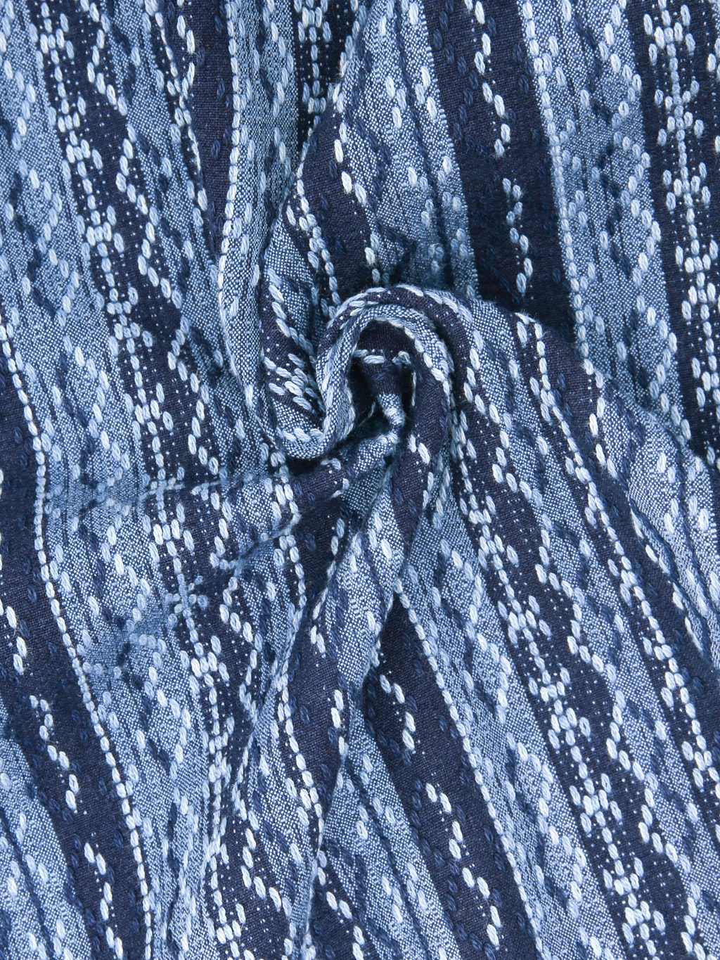 Samurai Jeans SSS25-SKSW Western Cut Natural Indigo Sahiko Stripe Shirt - Redcast Heritage Co.