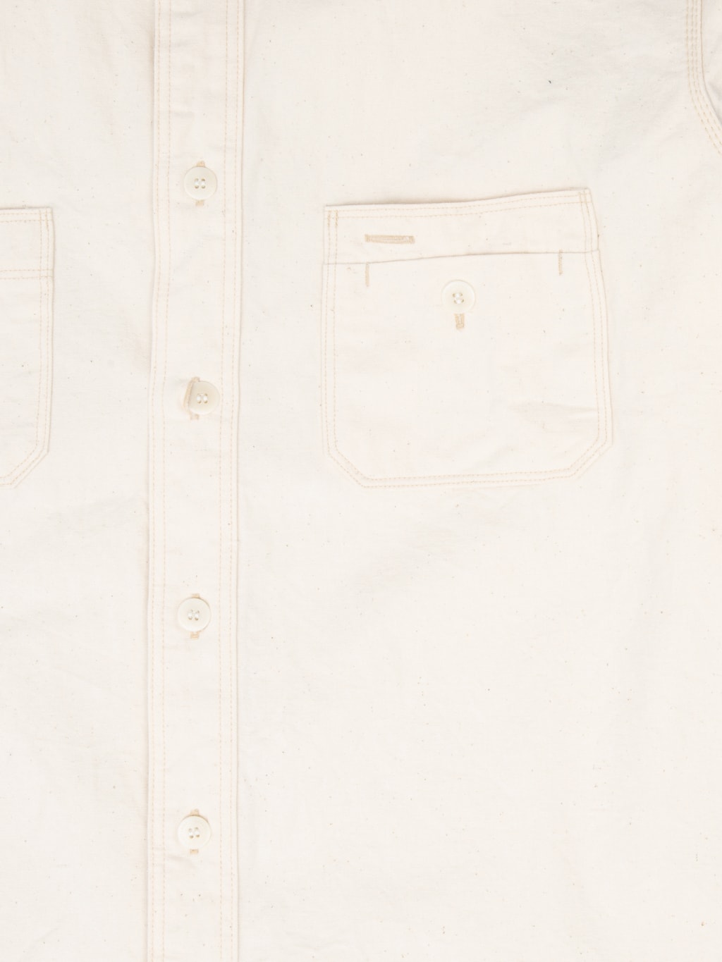 Samurai Jeans SJCBS25W Rain Selvedge Chambray Work Shirt Ecru pocket