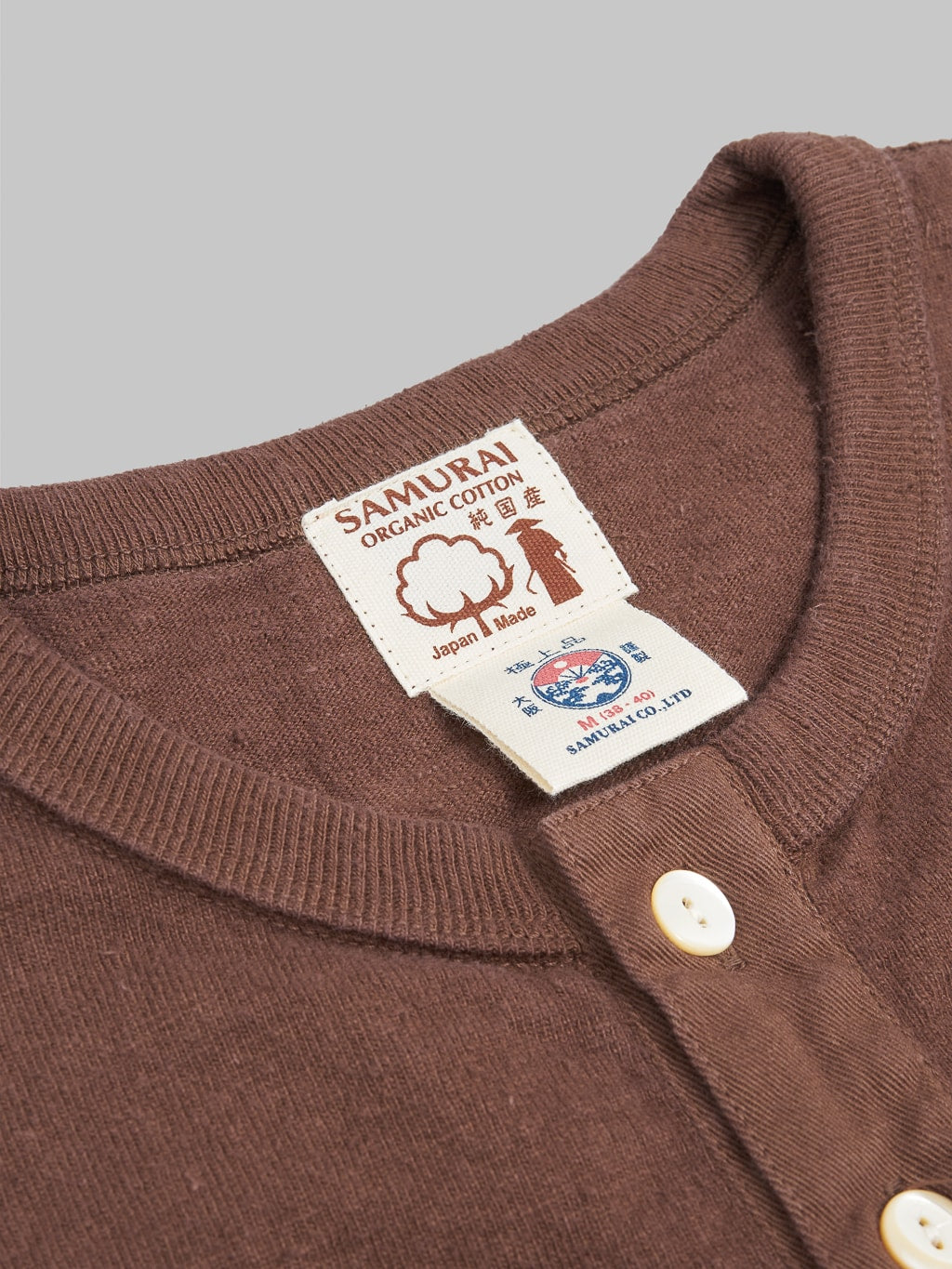 Samurai jeans japanese cotton henley tshirt kuri dark collar finish