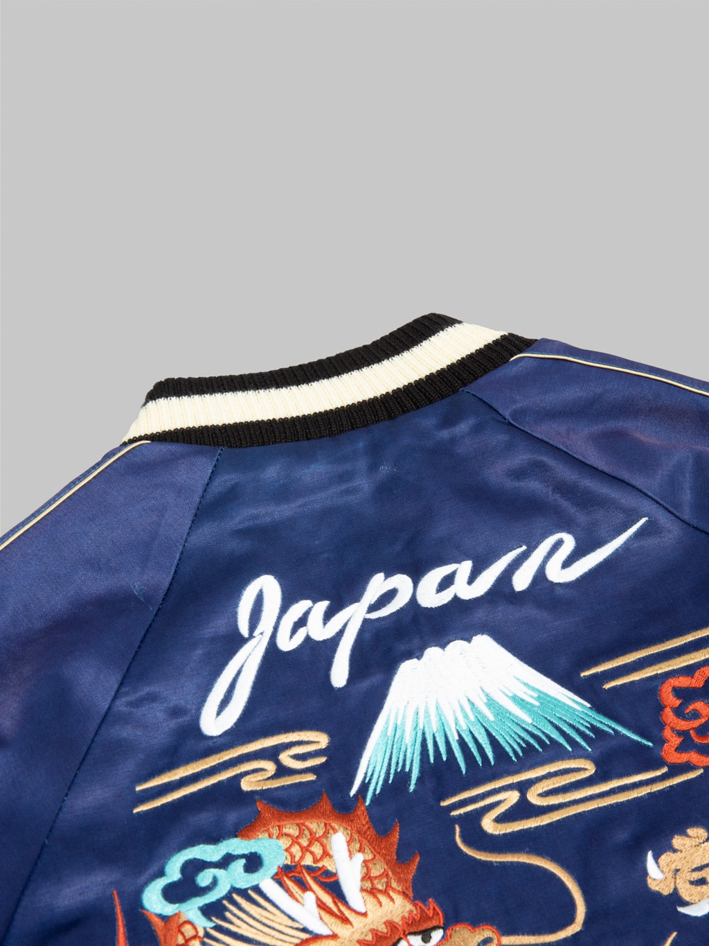 samurai jeans sukajan embroidered satin indigo souvenir jacket motifs