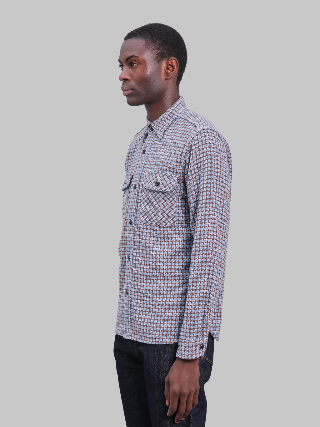 Samurai Jeans SIN25-02W Western Cut Cheese Indigo Heavy Flannel Work Shirt