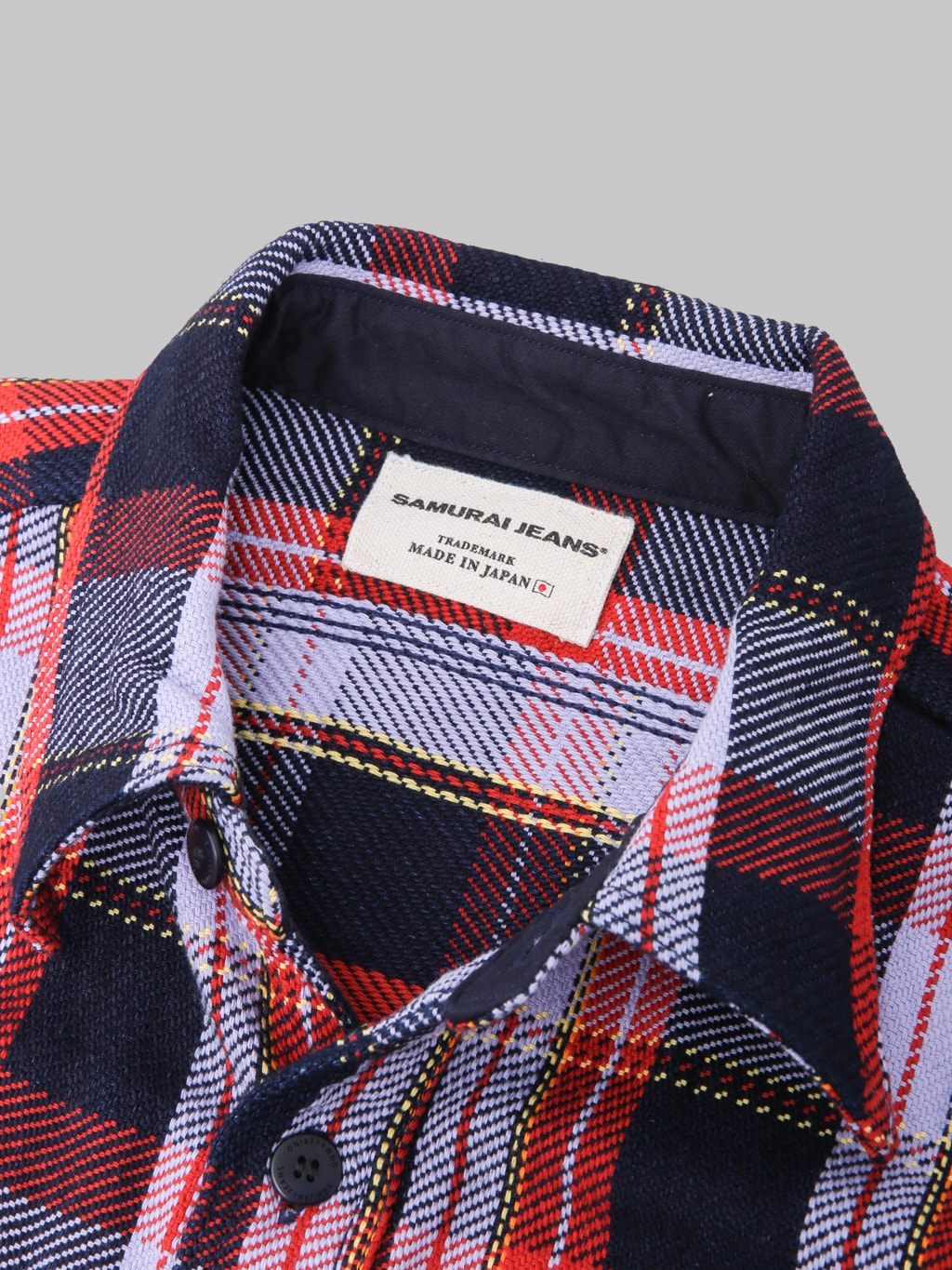 Samurai Jeans SIN25-01W Western Cut Rope Dyed Indigo Flannel Shirt Purple