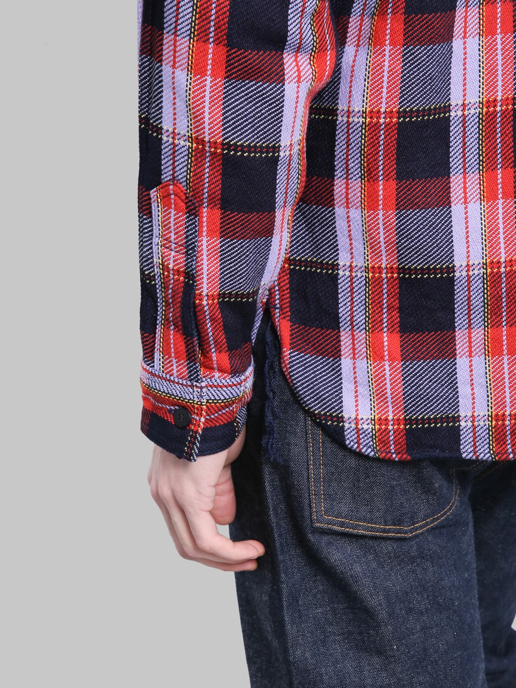 Samurai Jeans SIN25-01W Western Cut Rope Dyed Indigo Flannel Shirt Purple