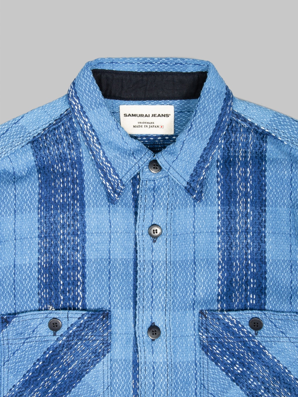 Samurai Jeans SKN24-01 Rain "Kasuri" Sashiko Flannel Work Shirt