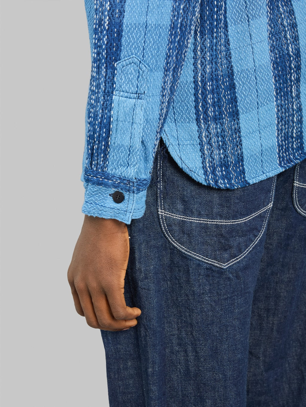 Samurai Jeans SKN24-01 Rain "Kasuri" Sashiko Flannel Work Shirt