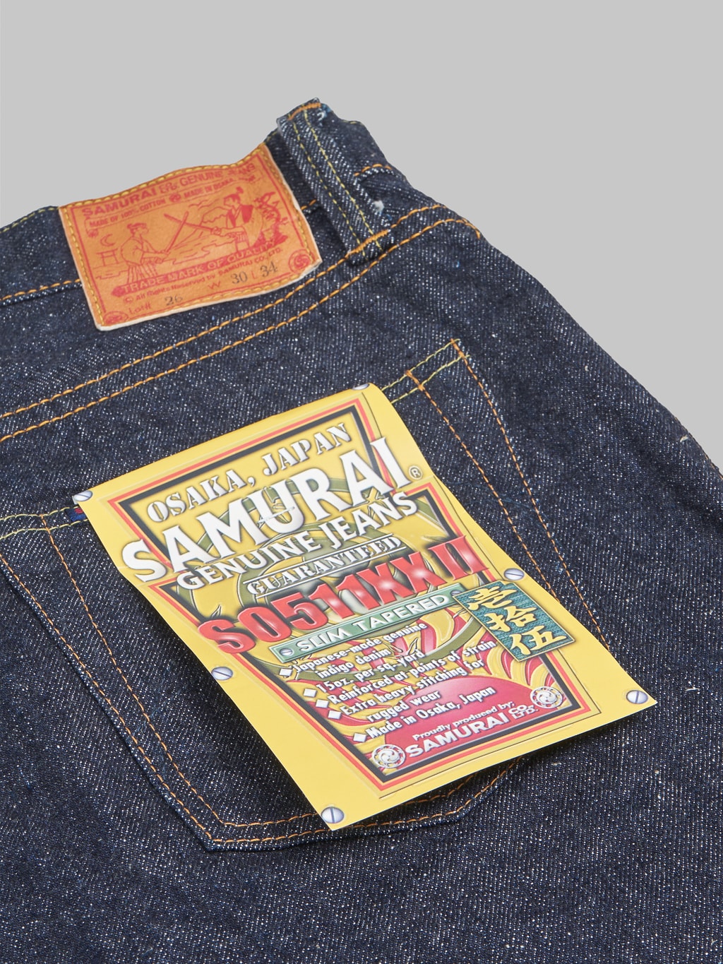 samurai s0511xxii texas cotton slim tapered jeans pocket flasher