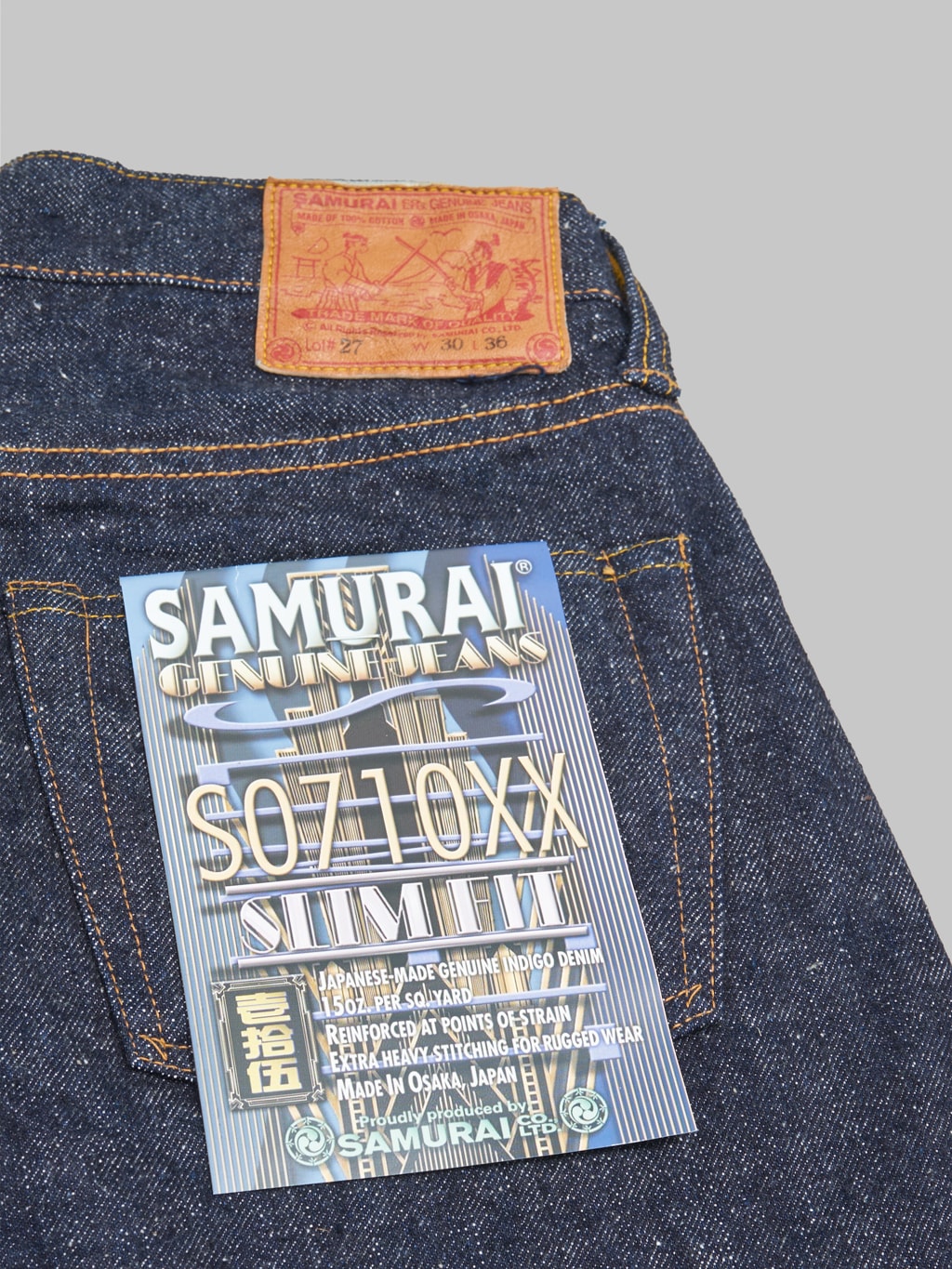 samurai s0710xx 15oz selvedge denim slim tapered jeans pocket flasher