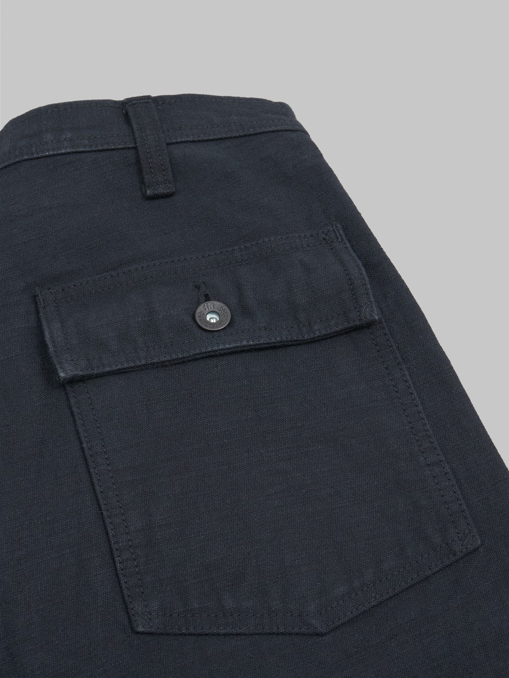 samurai sj52bk black back satin baker pants closeup