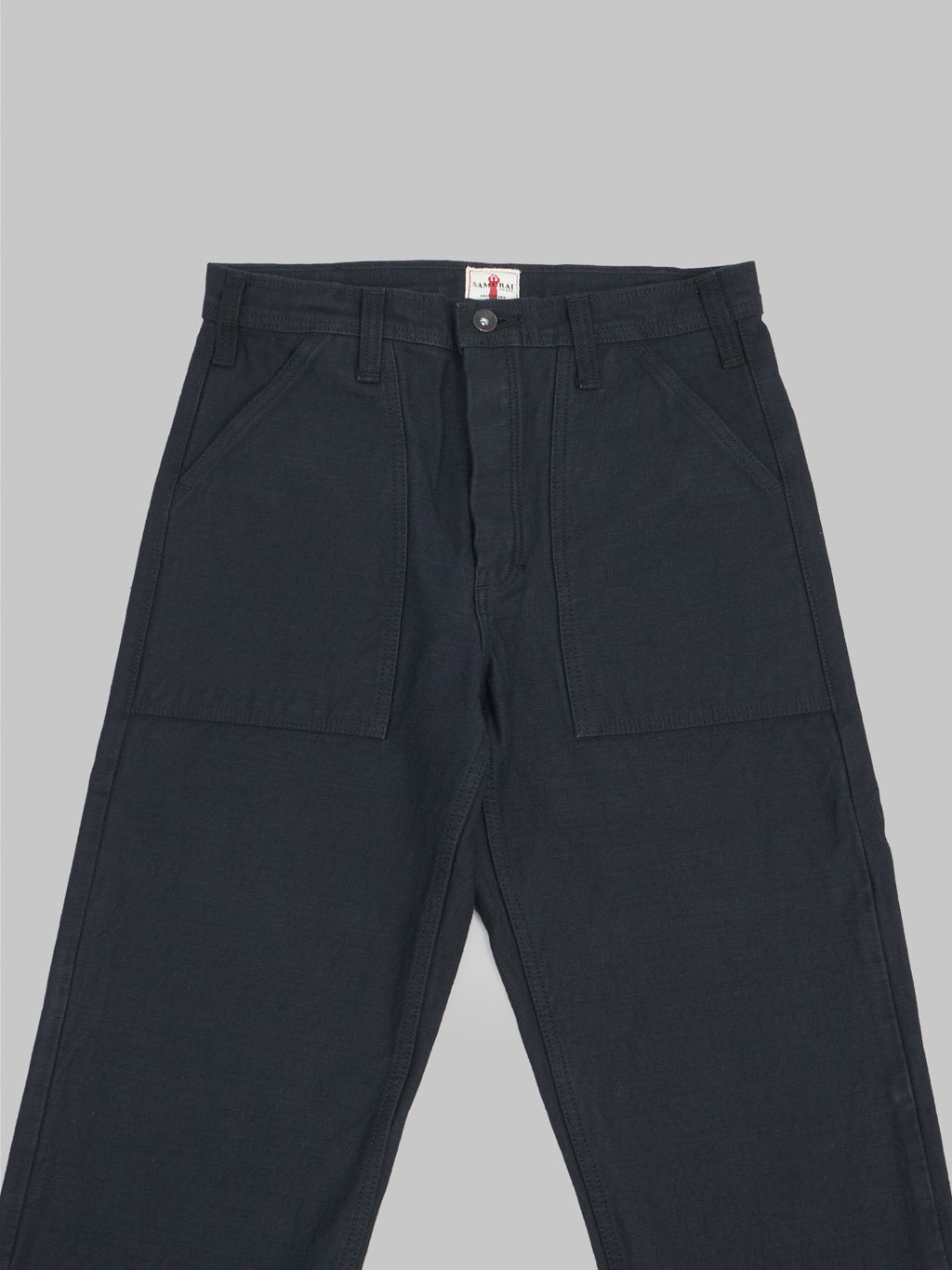 samurai sj52bk black back satin baker pants front