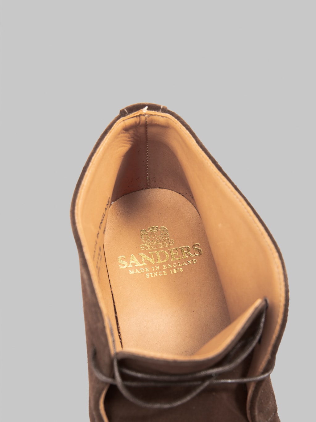 Sanders Japan Brit Chukka Chocolate Brown Suede interior