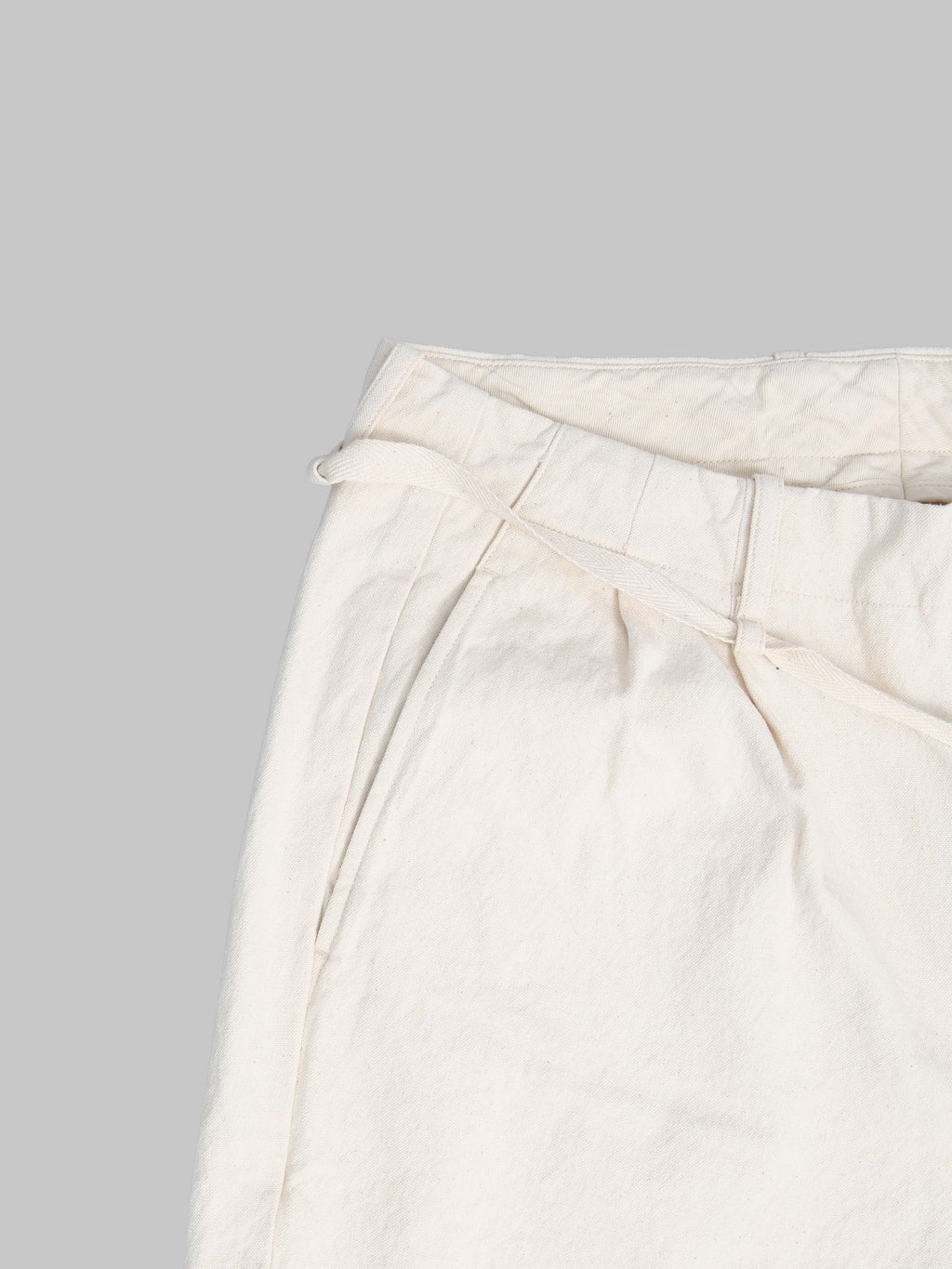 Seuvas 10oz Canvas Tapered 2 Tuck Pants Natural waistband