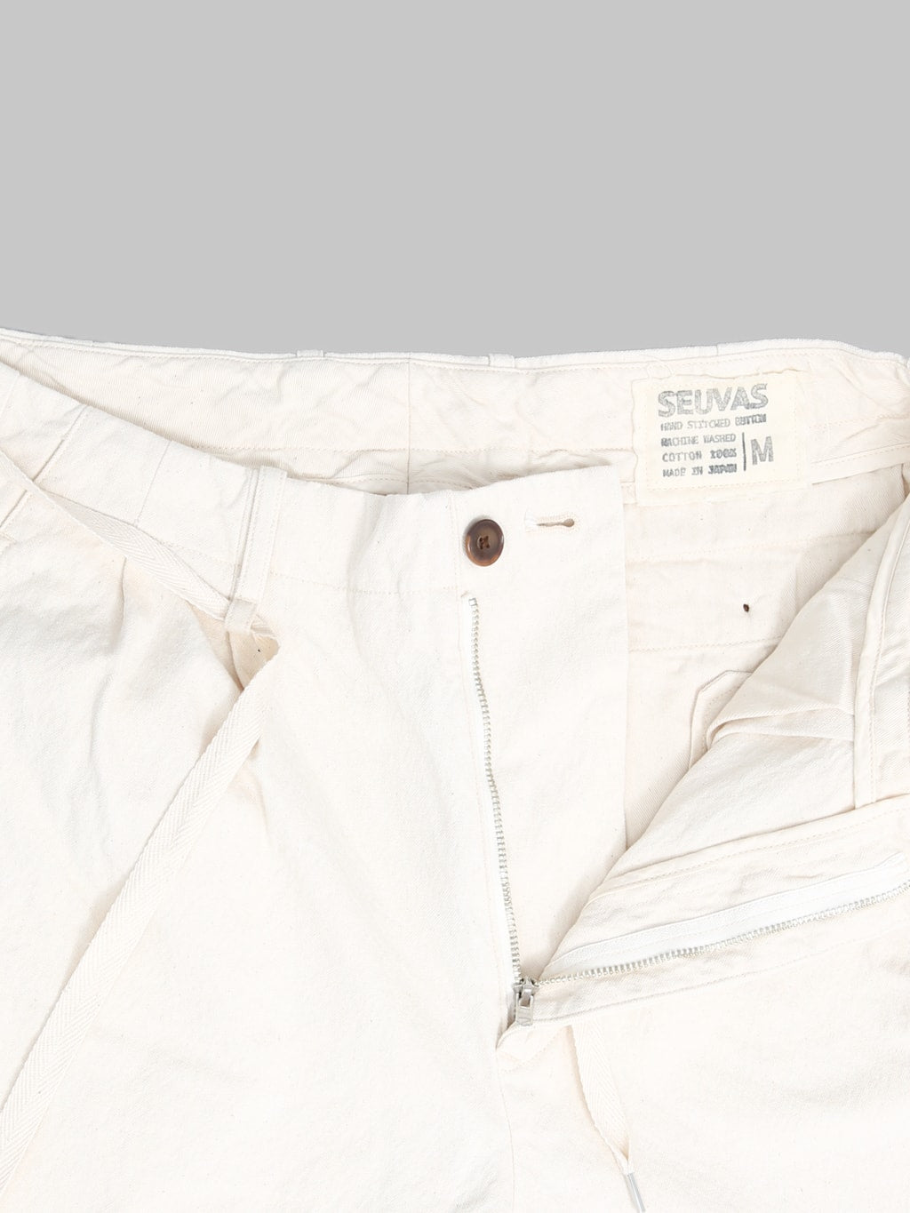 Seuvas 10oz Canvas Tapered 2 Tuck Pants Natural 100 cotton