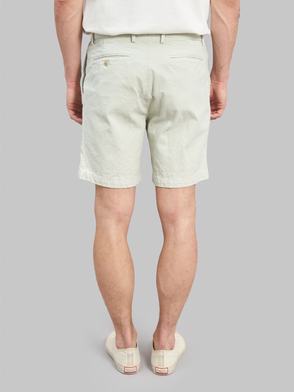 seuvas 10oz canvas tapered 2 tuck shorts matcha back rise