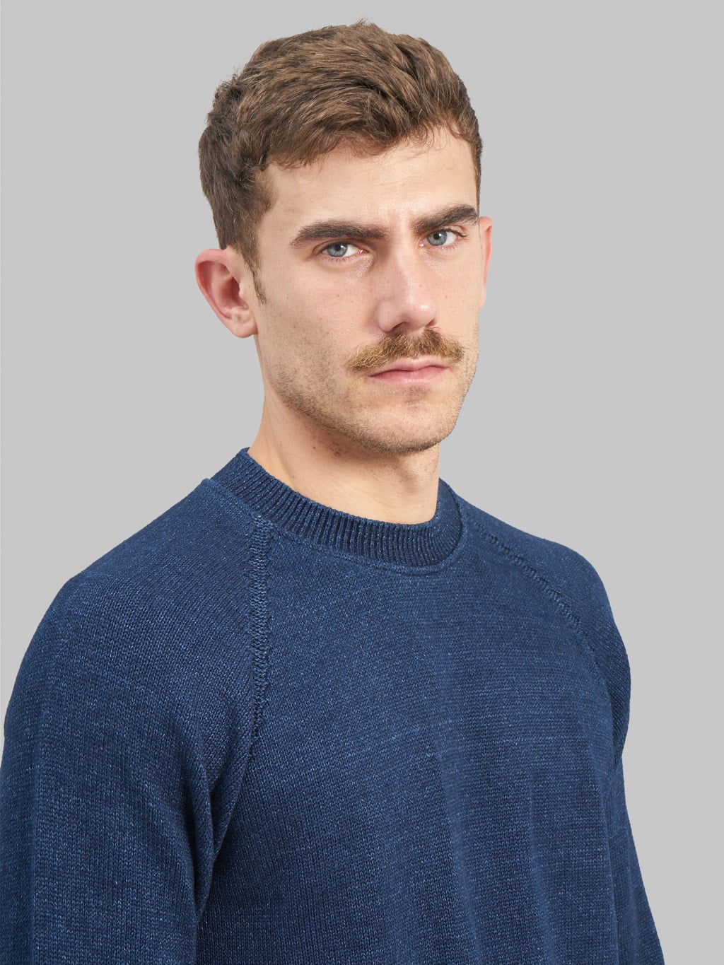 seuvas cotton raglan sweater indigo chest