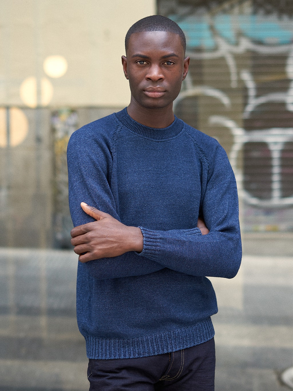 Seuvas Cotton Raglan Sweater Indigo