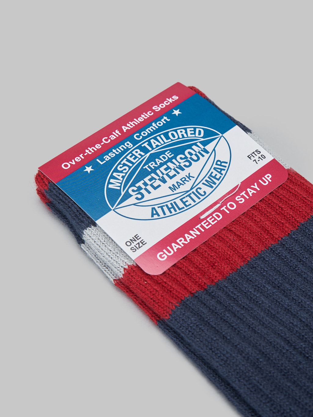 Stevenson Overall Athletic Socks navy brand tag