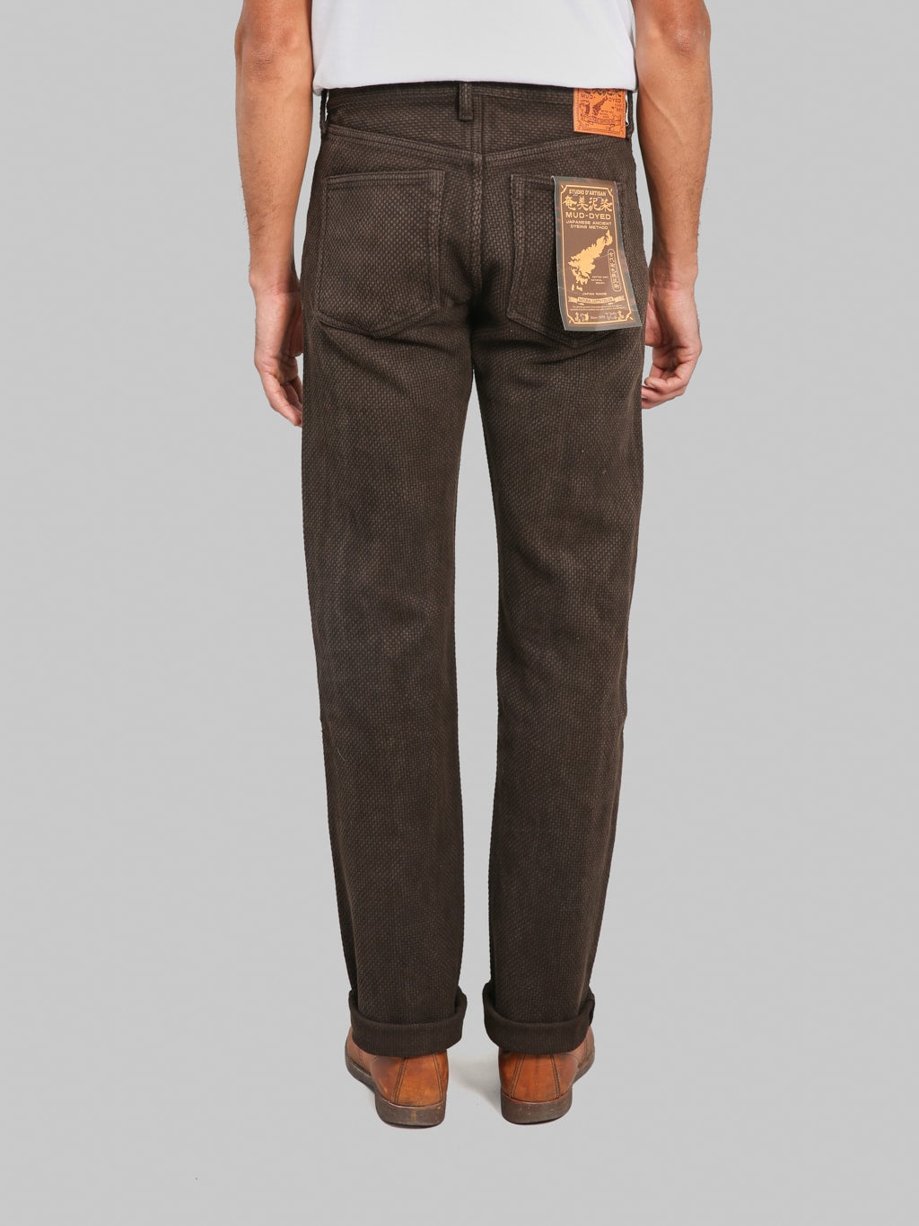 Studio D'Artisan 1914 17oz Amami Mud Dyed Sashiko Jeans Dark Brown