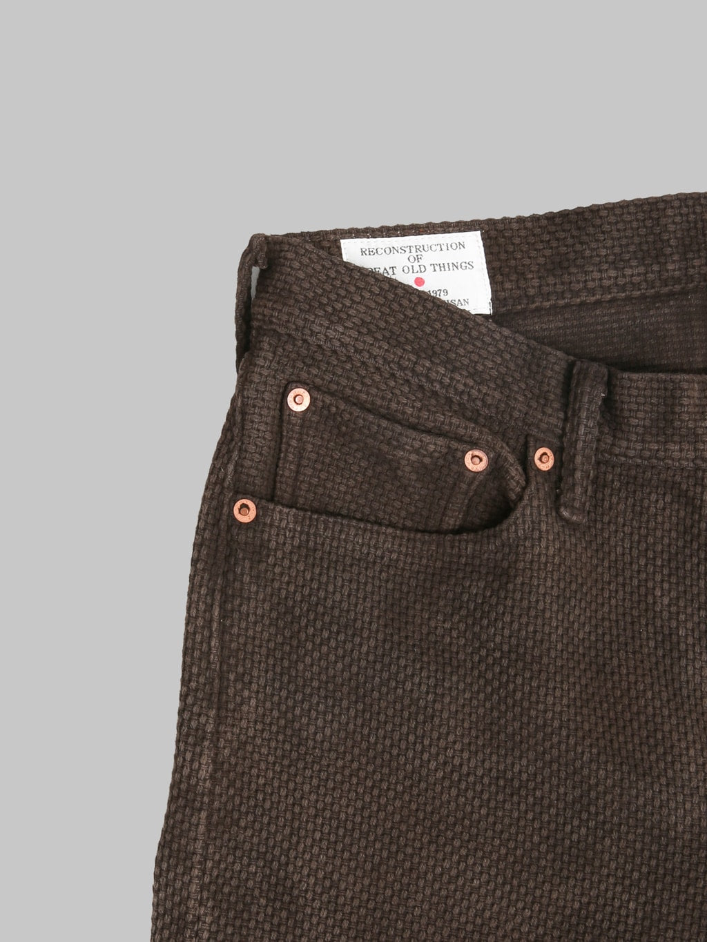 Studio D'Artisan 1914 17oz Amami Mud Dyed Sashiko Jeans Dark Brown