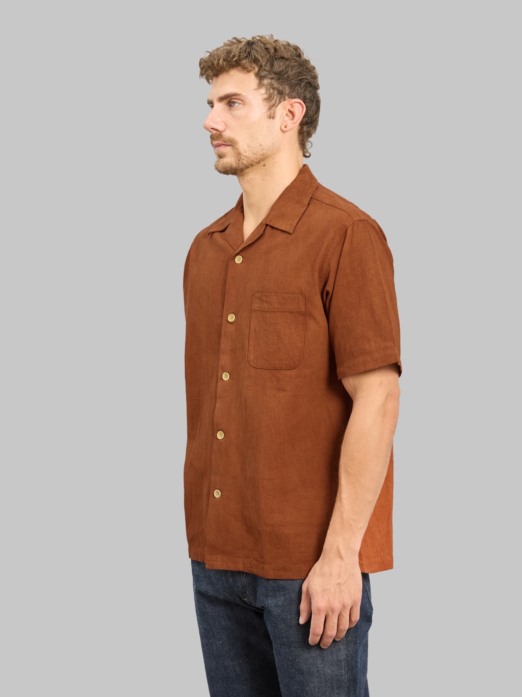 Studio D'Artisan 5739 "Amami Dorozome" Aloha Shirt Brown