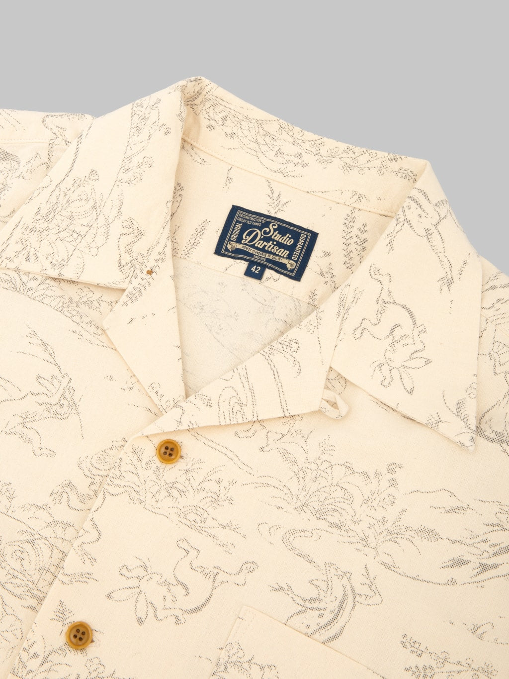 Studio D'Artisan 5736 "Choju-Gija" Open Collar Shirt Ivory
