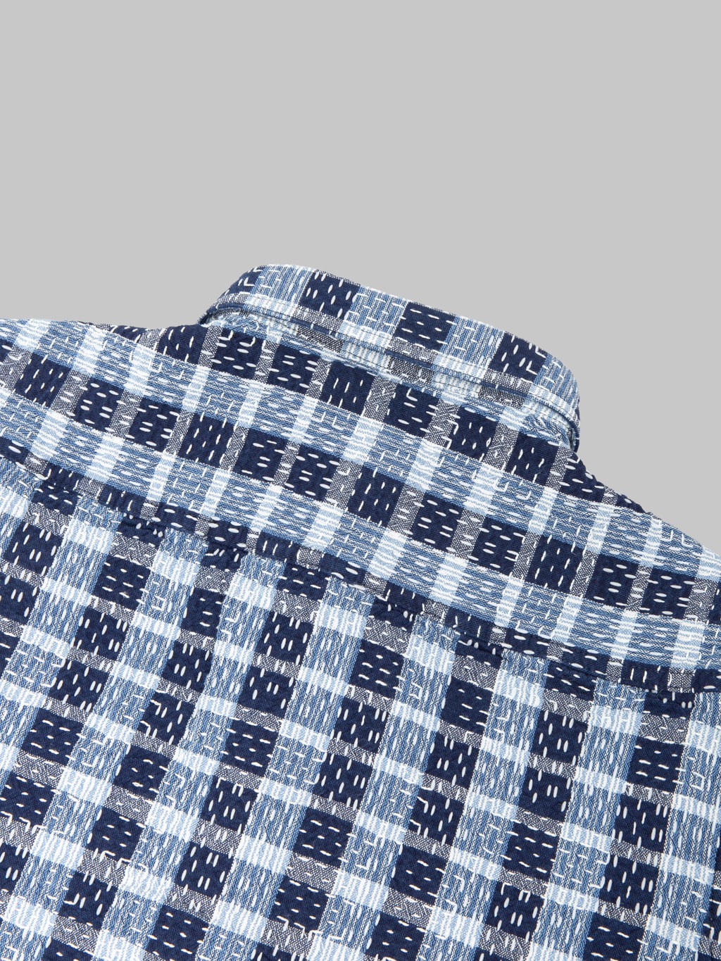 Studio D'Artisan 5737 Indigo Plaid Noragi Boro Sashiko Work Shirt