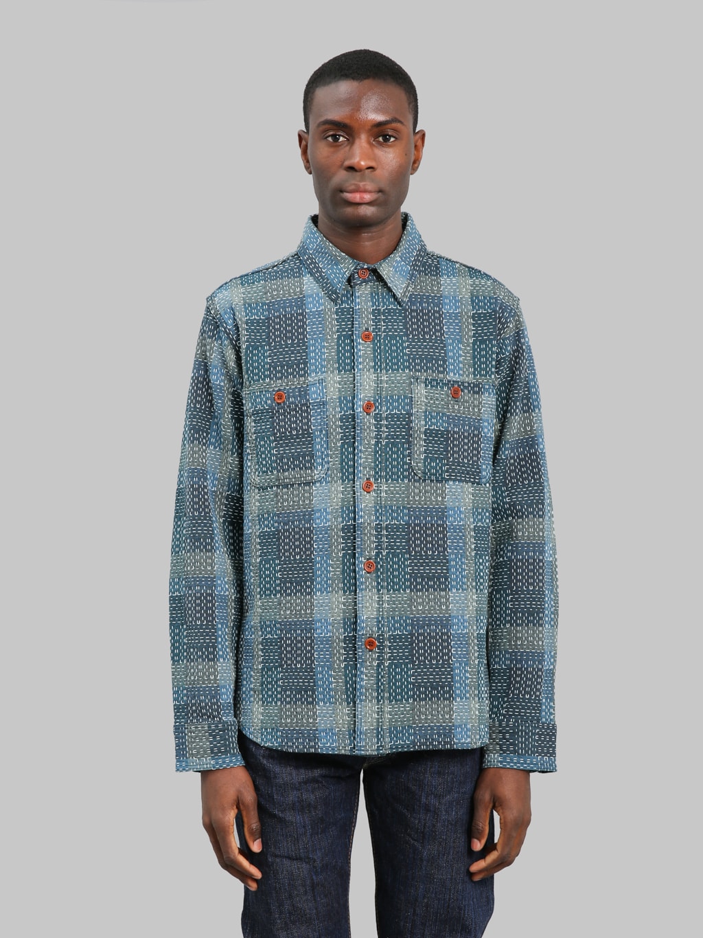 服/ファッション Embroidered(Sashiko) Silk Bolero Studio D'Artisan Noragi Sashiko Shirt | Made in Japan