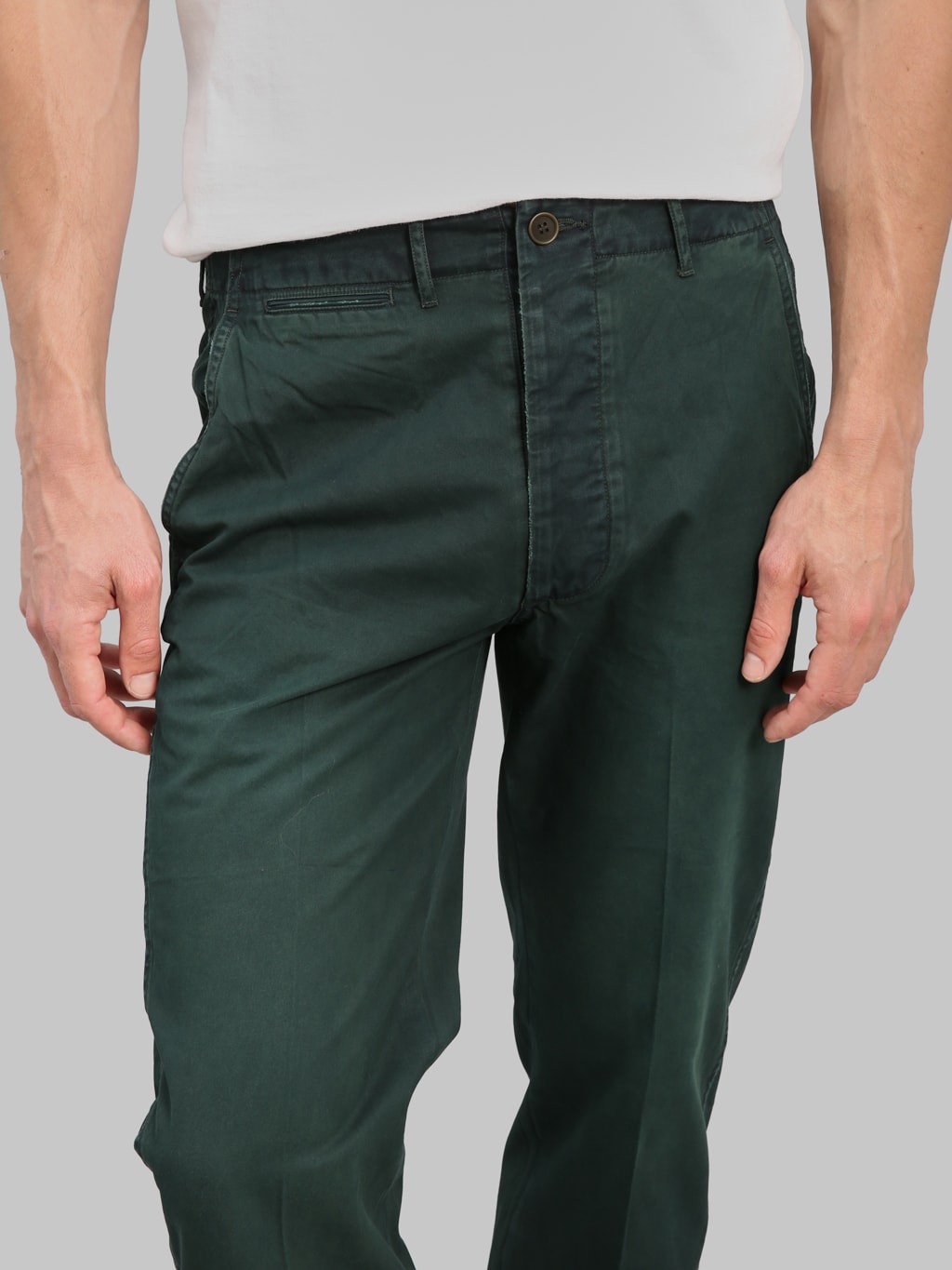 Studio DArtisan 1923 Supima Cotton Chino Pants Indigo Green waist