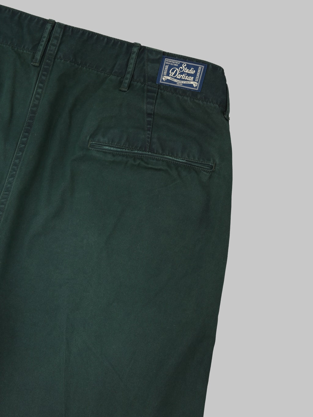 Studio DArtisan 1923 Supima Cotton Chino Pants Indigo Green details