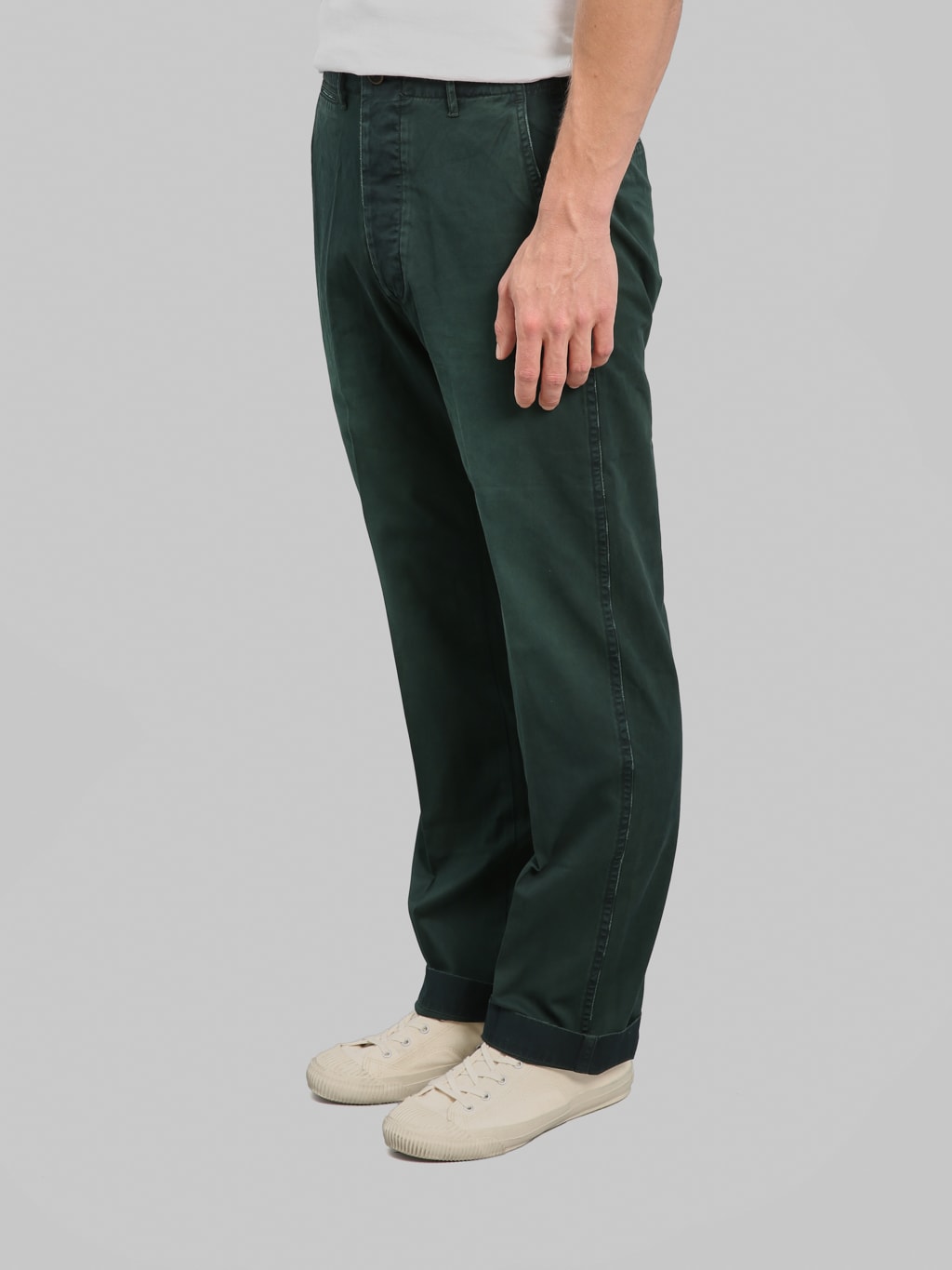 Studio DArtisan 1923 Supima Cotton Chino Pants Indigo Green side fit