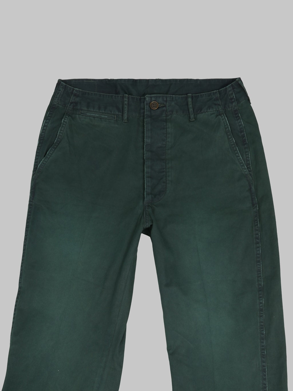 Studio DArtisan 1923 Supima Cotton Chino Pants Indigo Green front details