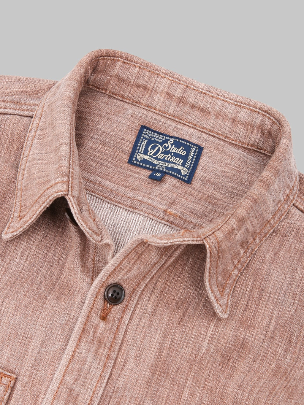 Studio DArtisan D5732 13oz Kakishibu Denim Shirt open collar