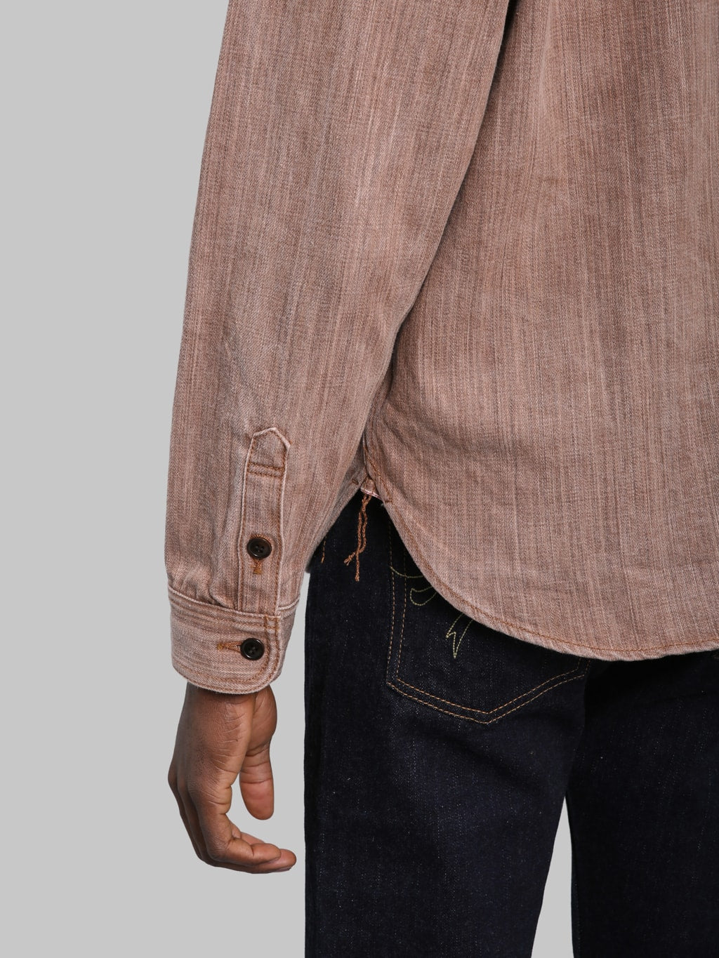Studio DArtisan D5732 13oz Kakishibu Denim Shirt cuff details