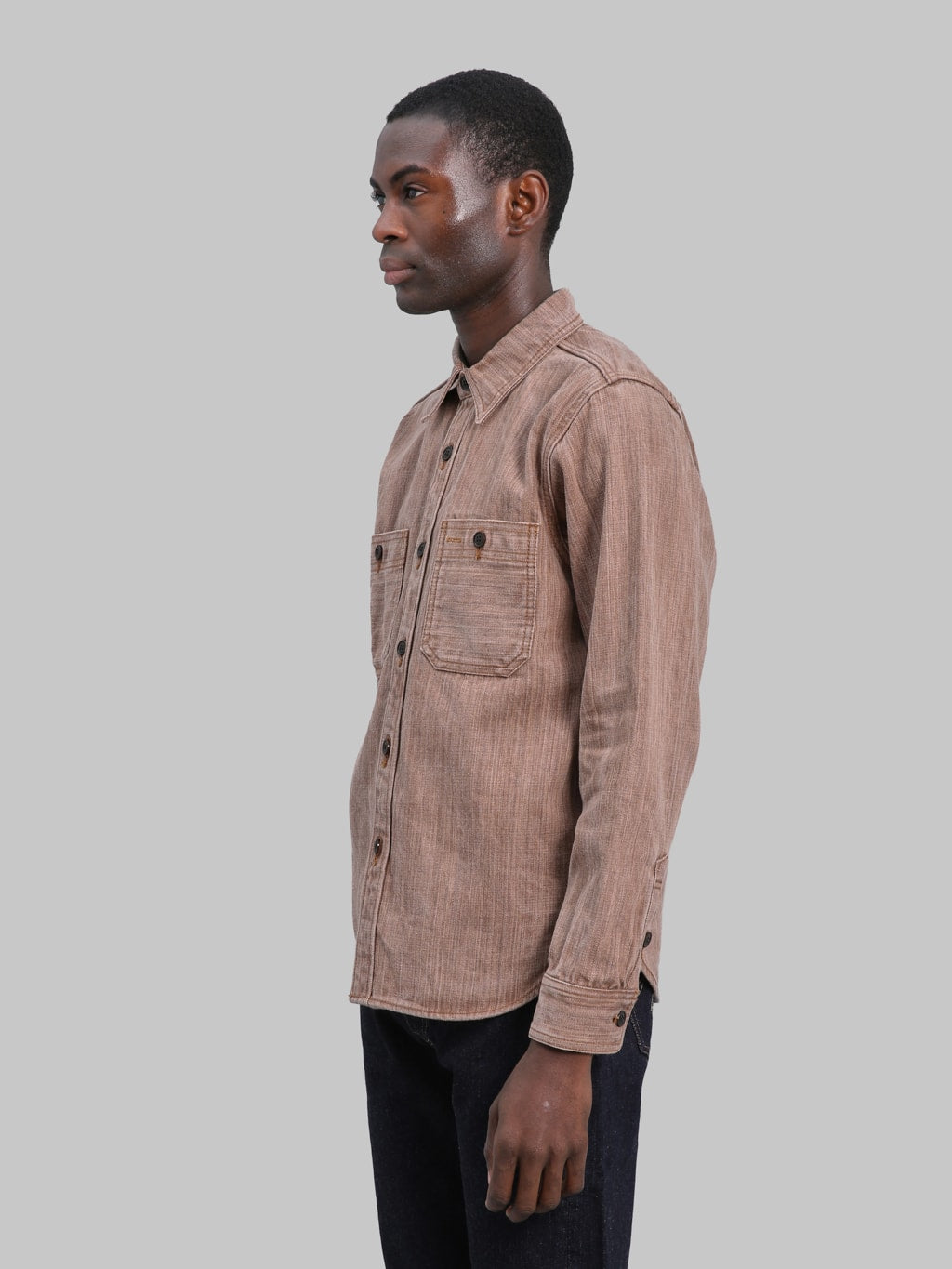 Studio DArtisan D5732 13oz Kakishibu Denim Shirt side look