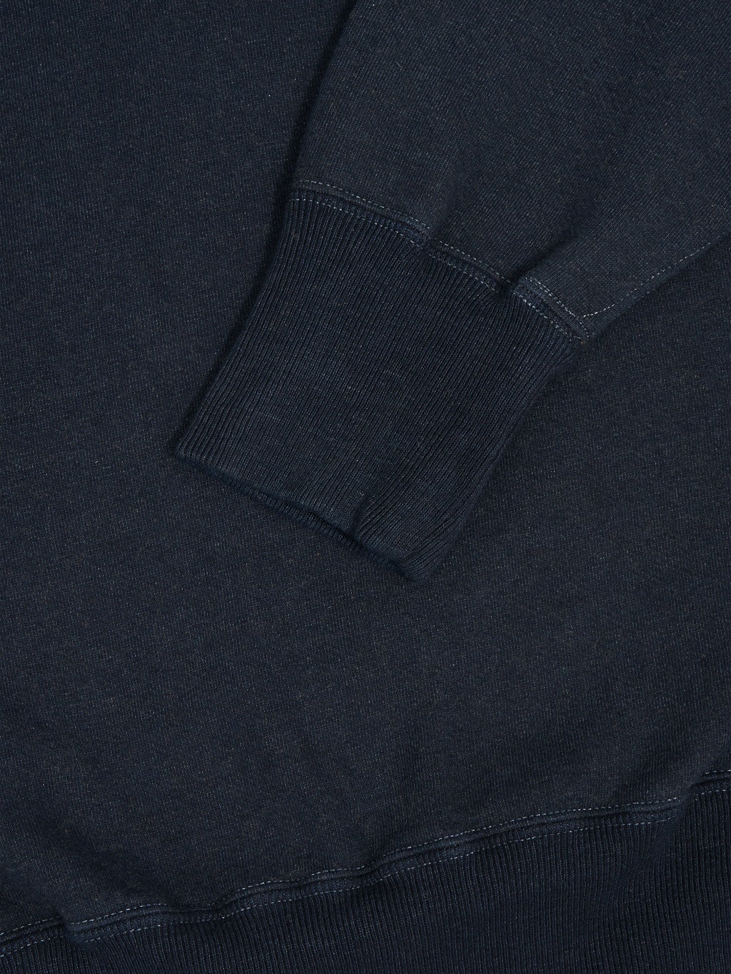 studio dartisan aishibu dyed indigo sweatshirt cuff closeup