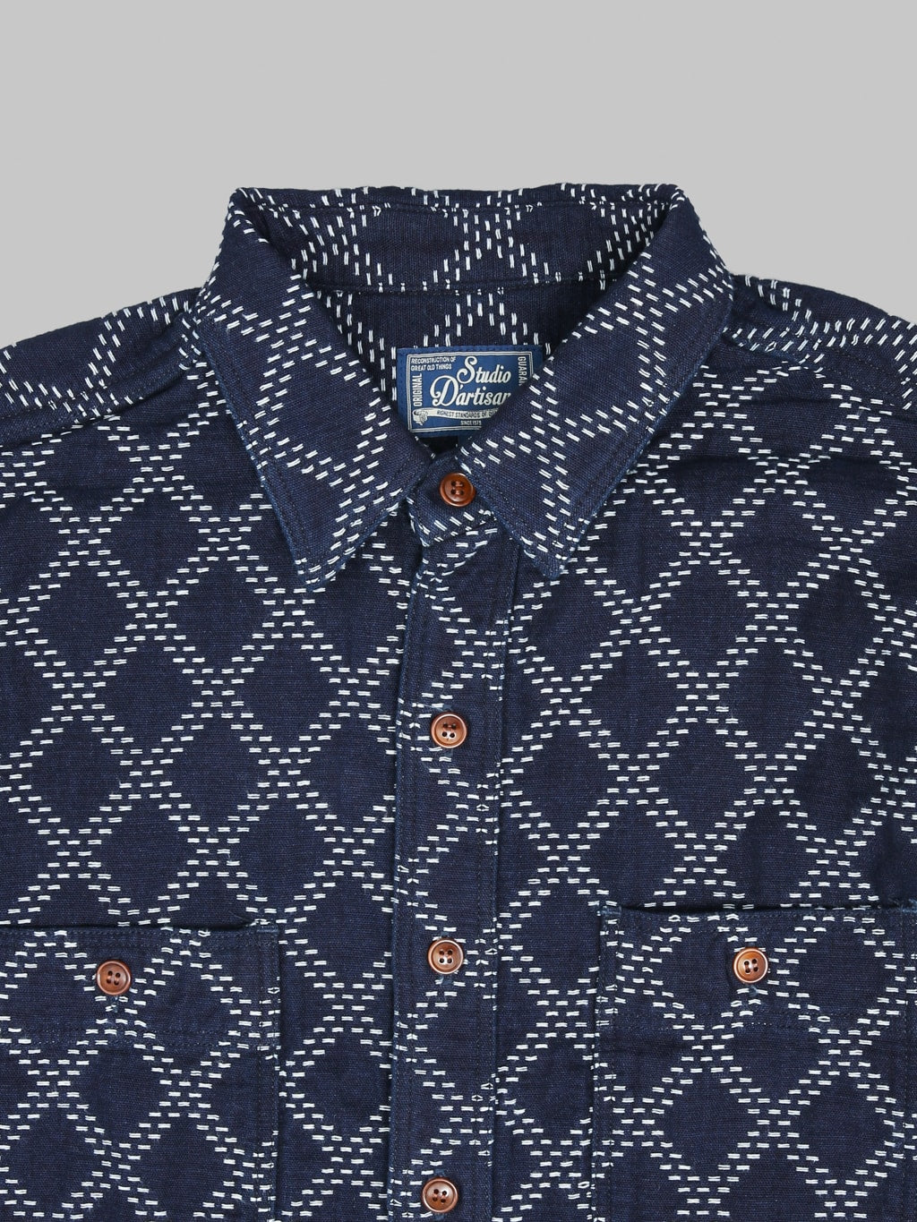 Studio D'Artisan 5728 Indigo Sashiko Dobby Shirt